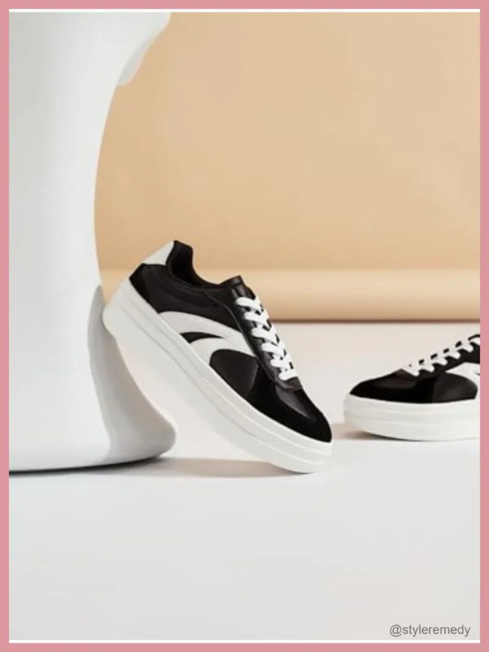 Women's Platform Retro Fashion Sneakers Lace Detail Casual Walking Shoes Gum